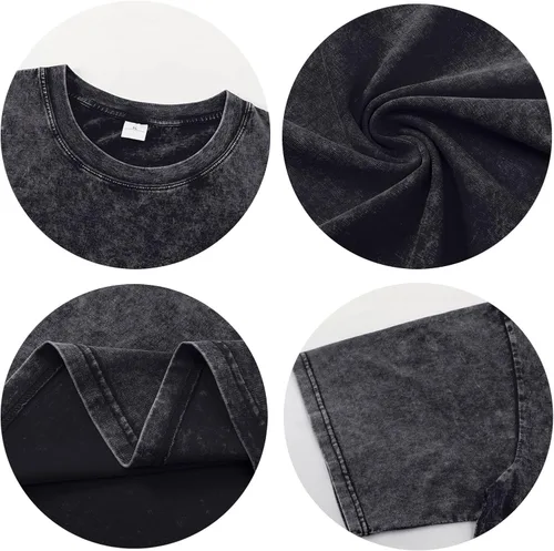 Miniatura 5 de Camisetas de gran tamaño para mujer, estilo vintage, lavado ácido, básicas, holgadas, holgadas, camisetas de algodón para entrenamiento