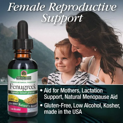Miniatura 3 de Nature's Answer Semilla de fenogreco con alcohol orgánico de 2000 mg de extracto de 1 oz Reproductivo femenino y apoyo para la lactancia Ayuda