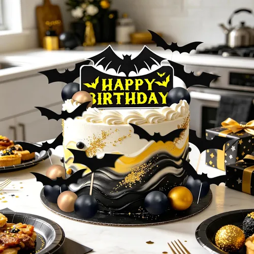Miniatura 4 de Decoración de Pastel de Superhéroe Murciélago - Decoraciones de Feliz Cumpleaños para Suministros de Fiesta Temática de Héroes