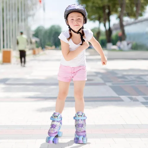 Miniatura 7 de MammyGol Roller Skates for Kids Boys Girls, Adjustable Quad Skates with Light Up Wheels for Toddler Little Kids Ages 6-12, Beginners Outdoor Sports