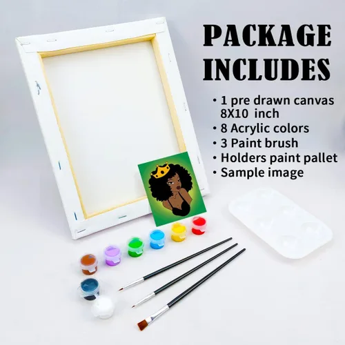 Miniatura 5 de VOCHIC Kit de pintura de lienzo predibujado para pintura para adultos, kits de fiesta de pintura y sorbo, suministros de fiesta, lienzo de 8 x 10