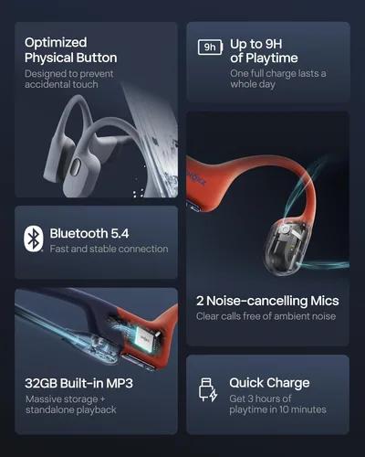 Miniatura 8 de SHOKZ OPENSWIM PRO Auriculares Bluetooth de conducción ósea de oído abierto, color gris