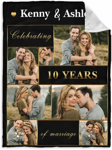 Miniatura 12 de InterestPrint Manta de fotos personalizada para pareja, novio, novia, manta personalizada de 6 fotos, manta personalizada de aniversario y boda