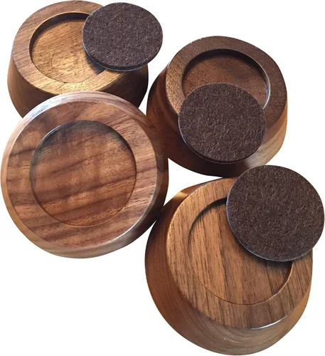 Miniatura 10 de Elevadores de madera de nogal para muebles, 1 pulgada de altura, 4 elevadores, color negro, elevadores de cama de alta calidad para limpieza