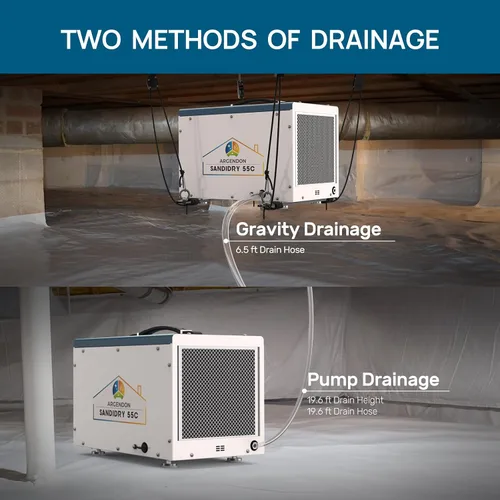 Miniatura 3 de ARGENDON Commercial Dehumidifiers with Pump and Drain Hose for Crawlspace, Basement, 120 PPD Crawl Space Dehumidifier for Large Spaces, Job Site