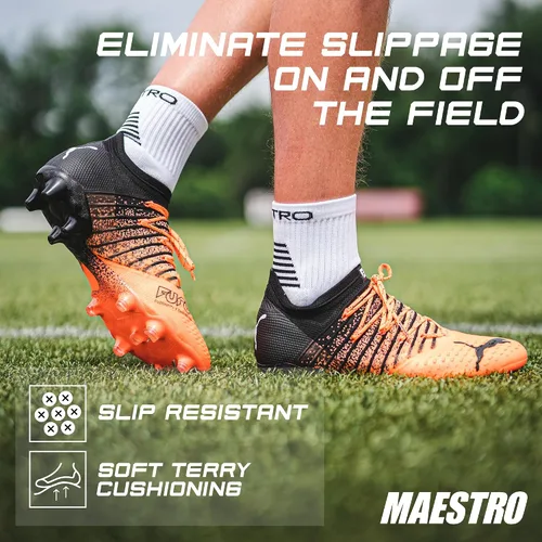 Miniatura 16 de Maestro - Calcetines de agarre de fútbol para hombres y mujeres con almohadillas antideslizantes, ideales para fútbol, baloncesto y deportes
