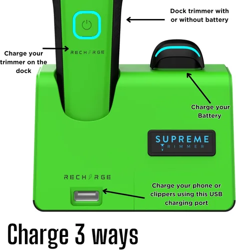 Miniatura 5 de Supreme Trimmer Recharge ST777 - Recortadora de peluquero profesional con 2 baterías extraíbles, motor de 8000 RPM, cuchillas DLC de espacio cero