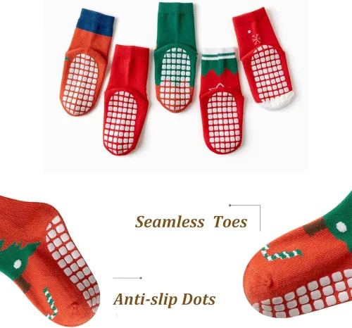 Miniatura 4 de SUITBOY Calcetines de Navidad para niños, calcetines antideslizantes para bebés, regalos coloridos de Navidad para niños y niñas, calcetines cálidos