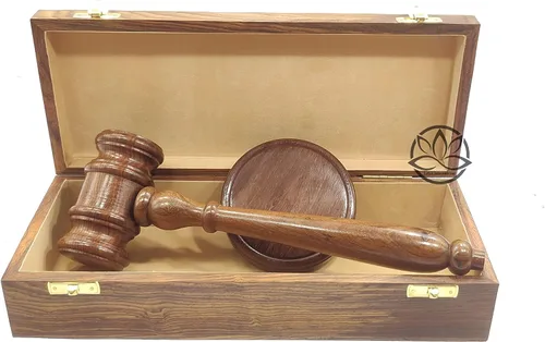 Juego de martillo de madera irrompible de alta calidad, resistente, en caja, color crema, martillo pulido y bloque de sonido, caja de regalo para