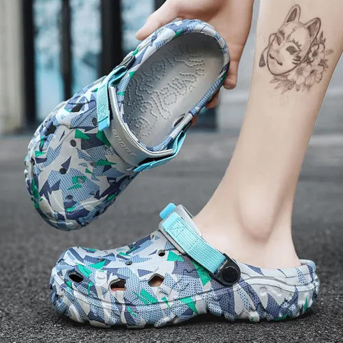 Miniatura 7 de ihinzry Zuecos de jardín para hombre, sandalias de playa para hombre, pantuflas de exterior con correa ajustable