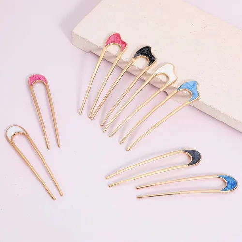 Miniatura 6 de 8 horquillas decorativas en forma de U para mujer, elegantes horquillas de metal francés para moños, versátiles