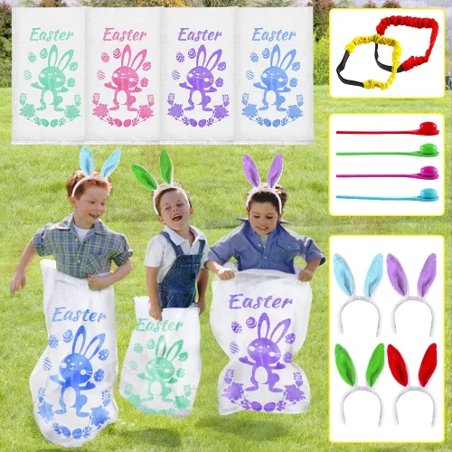 Miniatura 2 de Bolsas de carreras para juegos al aire libre para juegos de patatas, orejas de conejo, juegos de carreras de huevos y cucharas, bandas de carreras