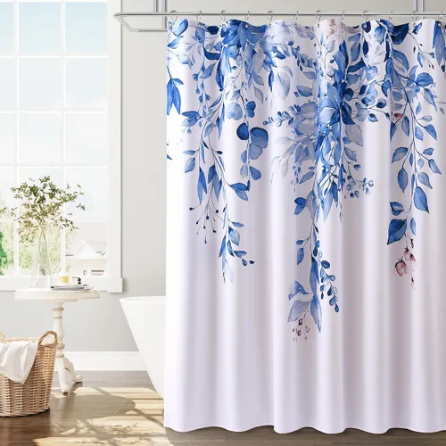 Miniatura 47 de BOODII Cortinas de ducha negras de 36 x 72 pulgadas, cortina de ducha de eucalipto de primavera para baño, cortina de baño con textura de flameado