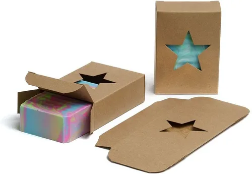 Cajas de jabón para ventana de estrellas, embalaje reciclable de papel kraft para jabón hecho a mano, embalaje artesanal, cumpleaños, vacaciones,