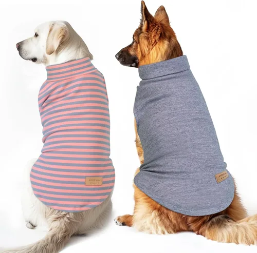 Miniatura 25 de KYEESE Paquete de 2 suéteres para perro, sudadera elástica para perros, ropa suave para mascotas, abrigos cálidos para perros, cuello alto, suéteres