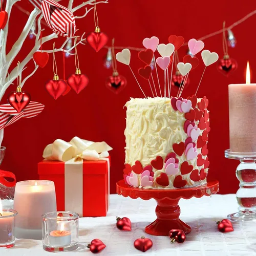 Miniatura 6 de 24 adornos en forma de corazón para el día de San Valentín, bolas de corazón brillantes y mate, decoraciones colgantes para el día de San Valentín