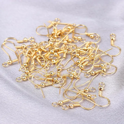 Miniatura 2 de 50 ganchos para aretes de oro de 14 quilates, suministros hipoalergénicos para hacer joyas con anzuelo, cables de oreja, accesorios y accesorios