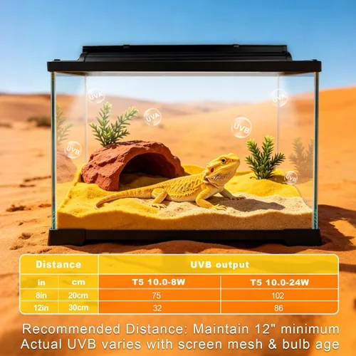 Miniatura 4 de T5 UVB - Kit combinado de lámpara para reptiles 8W 10.0 - Luz HO UVB completa para reptiles con capucha de terrario de 12.44 pulgadas, bombilla UVB
