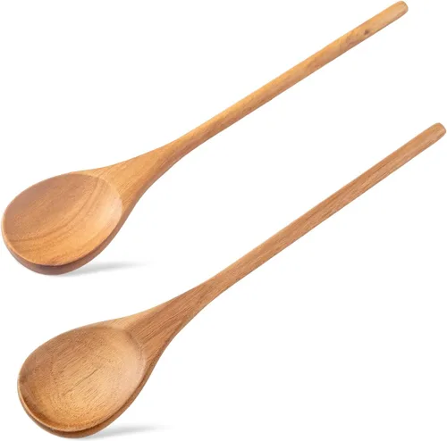 Miniatura 8 de Cuchara grande de madera para cocinar, cuchara grande de madera de 17 pulgadas para olla profunda, cuchara de esquina gigante de madera de acacia