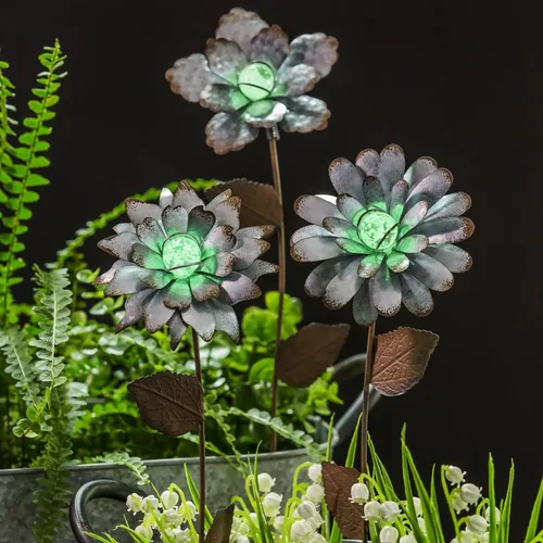 Miniatura 8 de Juego de 4 estacas de metal grandes de 28.5 pulgadas de alto para decoración de jardín, juego de 4, adornos de arte de selección de plantas, estaca