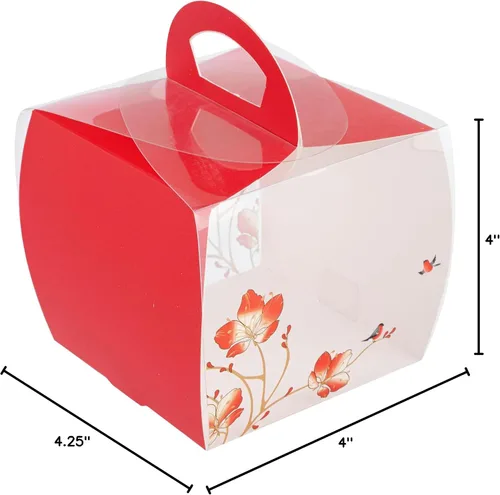 Miniatura 18 de Restaurantware - Cajas individuales para cupcakes de 4 x 4.25 pulgadas, 100 cajas de exhibición desechables para cupcakes - Con asa, acento de Rojo