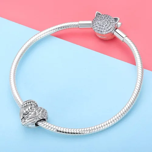 Miniatura 3 de BISAER Pulsera contra el mal de ojo de plata de ley 925, abalorios de cristal azul, dije de mano Hamsa para pulsera Pandora