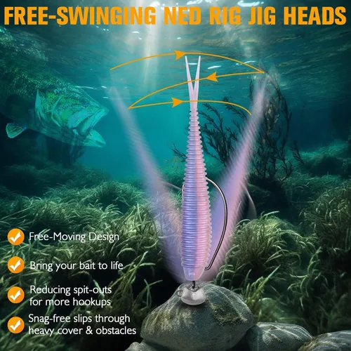 Miniatura 2 de Dovesun Ned Rig Jig Heads Cabeza de plantilla sin malas hierbas para pesca lubina Swimbait Jig Head Shaky Ned Rig Ganchos agua salada agua dulce