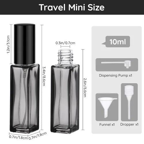 Miniatura 4 de Segbeauty Botellas de Perfume de Viaje Recargables, Contenedores de Perfume de Vidrio de 10ML con Rociador con Embudo y Pipeta, 5PCS 10PCS Mixto