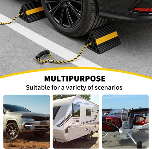 Miniatura 6 de Vacallity Cuñas de Ruedas para Remolques de Viaje, Resistentes de Goma Sólida para Servicio Pesado, Bloques de Cuñas de Ruedas para Remolques