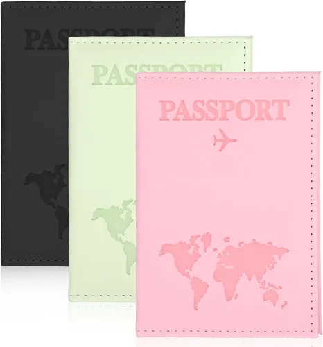 Paquete de 3 soportes para pasaporte para viajes, funda de cartera de pasaporte de viaje, soporte para pasaporte para libros de pasaporte para