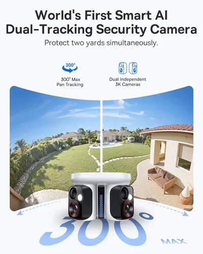 Miniatura 2 de Baseus X1 Pro Cámara de seguridad solar de doble seguimiento inalámbrica para exteriores, cámaras AI duales 3K, panorámica de 300°