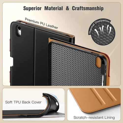 Miniatura 5 de MoKo Funda para iPad A16 de 11 pulgadas, funda para iPad de 11ª/10ª generación (2025/2022) con soporte para lápices y bolsillo, funda con soporte