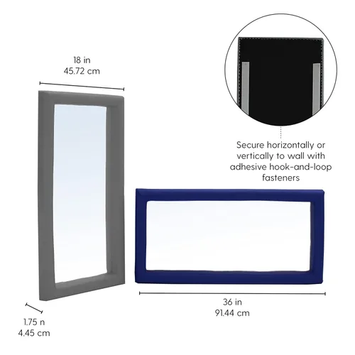 Miniatura 2 de FDP SoftScape - Espejo de pared sensorial (18 x 36 pulgadas), seguro para niños, montaje en pared inastillable con cierres de gancho y bucle