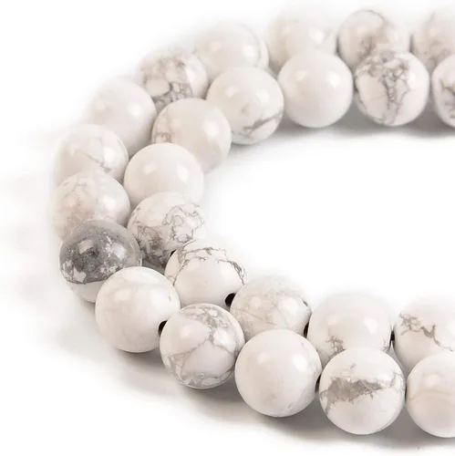 Miniatura 49 de 60 cuentas redondas de turquesa blanca estabilizada natural de 0.236 pulgadas (0.236 in), para fabricación de joyas, 15.5 pulgadas, 1 hebra