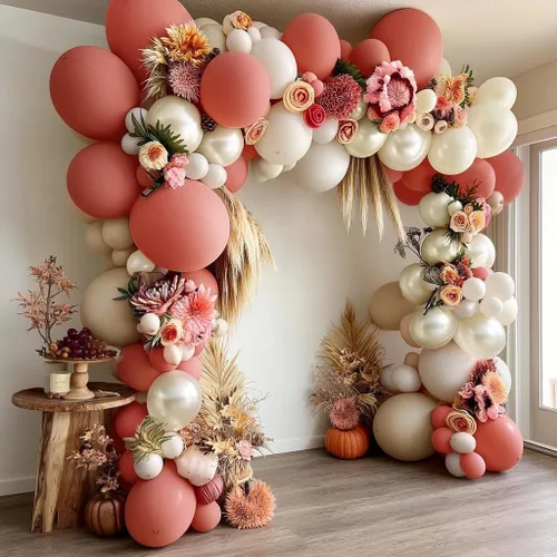Miniatura 6 de Guirnalda de globos de color rosa polvoriento, globos de doble relleno, color rosa malva, kit de arco de globos de arena blanca perla para despedida