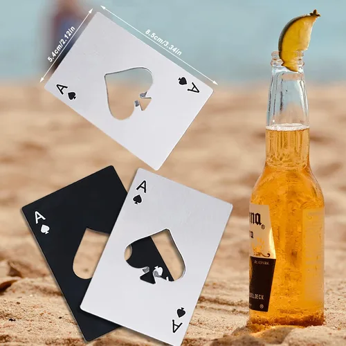 Miniatura 2 de Ace Of Spades - Abridor de botellas de acero inoxidable portátil, tamaño de tarjeta de crédito, abrelatas portátil de acero inoxidable