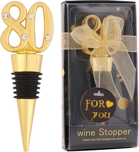 Miniatura 12 de Paquete de 24 recuerdos de fiesta de cumpleaños 50 para invitados, tapones para botellas de vino de 50 años con caja de regalo, tapones de vino