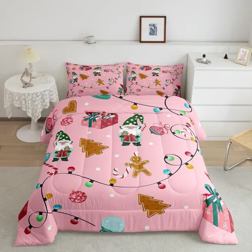 Miniatura 17 de Erosebridal Juego de edredón de Feliz Navidad, tamaño individual, divertido edredón de Papá Noel para niños y niñas, edredón de plumón de pingüino