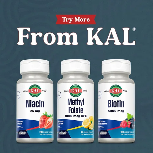 Miniatura 6 de KAL Folato de metilo 1000 mcg - Forma activa de 5-MTHF, suplemento de ácido fólico para mujeres y hombres, salud cardíaca, prenatal, apoyo cerebral