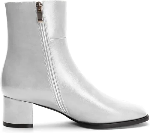 Miniatura 3 de Aachcol Botas de tobillo para mujer, tacón grueso medio, punta cuadrada, cierre clásico, 2 pulgadas