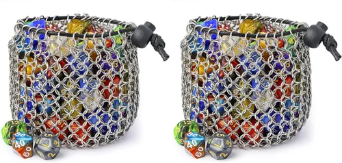 Miniatura 8 de YOUSHARES Bolsa de dados de acero inoxidable para juego de dados de metal poliédrico D&D, bolsa de dados DND para juego de dados de metal poliédricos
