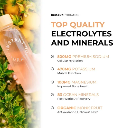 Miniatura 3 de Instant Hydration Paquetes de Polvo de Electrolitos - Mezcla de Bebida de Naranja Cítrica - Sin Azúcar - Keto, Vegano, Sin Gluten, Sin OMG - Impulsa