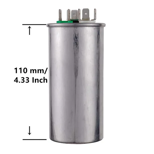 Miniatura 3 de BOJACK 55+15 uF ±6% 55/15 MFD 370/440 VAC CBB65B Condensador redondo de arranque de doble funcionamiento para condensador recto frío o bomba
