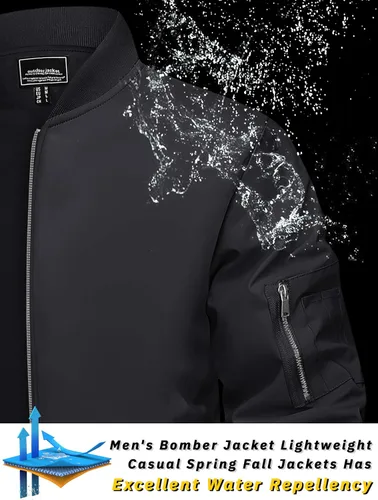 Miniatura 3 de TACVASEN Chaqueta bomber para hombre, ligera, casual, primavera, otoño, cortavientos, con cremallera y bolsillo
