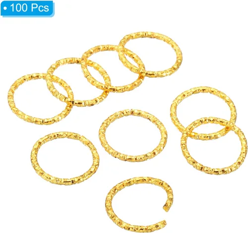 Miniatura 3 de PATIKIL Anillo con dije de copa de vino de 0.05 x 0.59 pulgadas, paquete de 100 aretes de metal con cuentas trenzadas, anillos abiertos, dorado