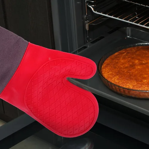 Miniatura 6 de HANABASS Guantes de barbacoa resistentes al calor, guantes de horno de silicona impermeables para cocinar, asar a la parrilla, hornear y barbacoa al