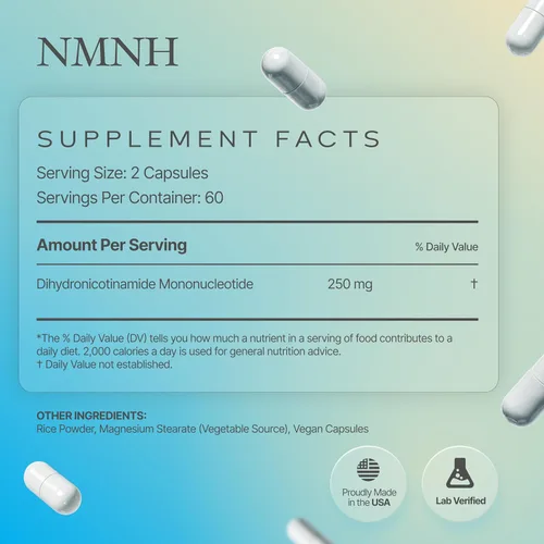 Miniatura 6 de Prime Powders NMNH: Dihydronicotinamide Mononucleótido (120 Cápsulas) Suplemento NR NAD Apoyo NAD+