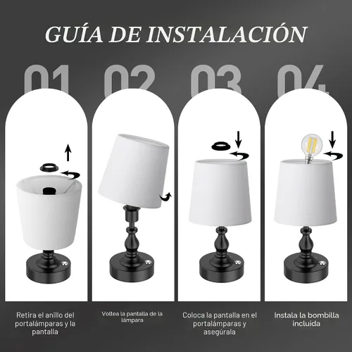 Miniatura 8 de PARTPHONER Mini lámpara de mesa LED inalámbrica, lámpara recargable de 5200 mAh, brillo de 3 niveles, lámpara de escritorio regulable táctil, luz