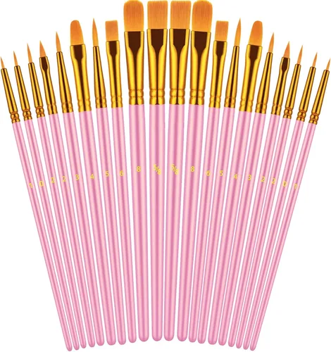 Miniatura 9 de Juego de pinceles para pintura acrílica, 20 piezas de pinceles de pintura acrílica para acuarela al óleo, pinceles de artista para cuerpo, cara, Azul