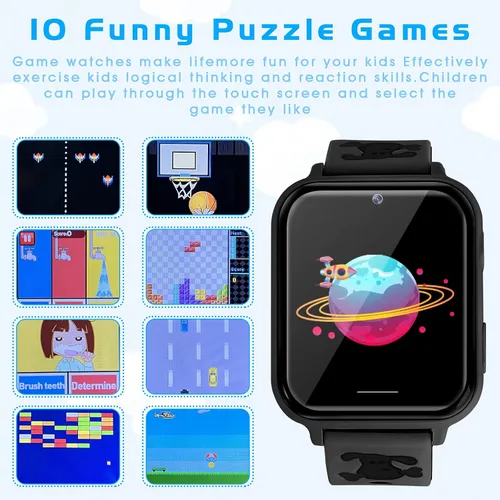 Miniatura 2 de OKYUK Reloj inteligente para niños, reproductor de MP3, reloj de música, teléfono con alarma de cámara, cámara SOS, llamada de 2 vías, reloj